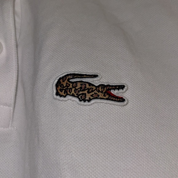Lacoste National Geographic white polo with leopard print logo. Size 40 - Picture 2 of 5